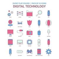 Digitaltechnik-Symbol düstere flache Farbe Vintage 25 Icon Pack vektor