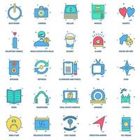 25 Business Concept Mix Flat Color Icon Set vektor