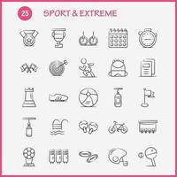 sport und extreme handgezeichnete symbole für infografiken mobiles uxui-kit und druckdesign umfassen kalendertag zeit datum zeit uhr uhr timer icon set vector