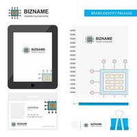 Prozessor Business Logo Tab App Tagebuch PVC Mitarbeiterkarte und USB-Marke stationäres Verpackungsdesign Vektorvorlage vektor