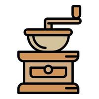 Symbol für Kaffeemühle aus Holz, Umrissstil vektor