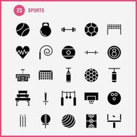 sporter fast glyf ikon packa för designers och utvecklare ikoner av boll golf tee sporter cricket stubbar grind sporter vektor