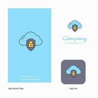 Cloud-geschütztes Firmenlogo-App-Symbol und Splash-Page-Design kreative Business-App-Designelemente vektor