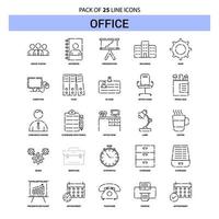 Office Line Icon Set 25 gestrichelter Umrissstil vektor