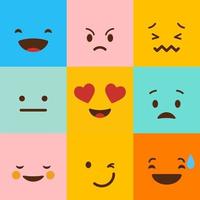 bunter quadratischer Emojis-Set-Vektor vektor