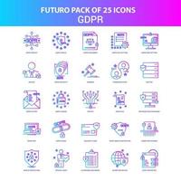 25 blaues und rosafarbenes Futuro gdpr Icon Pack vektor