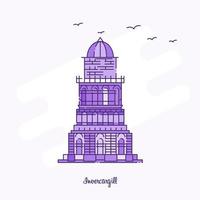 invercargill wahrzeichen lila gepunktete linie skyline vektorillustration vektor