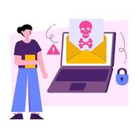 trendige Designillustration des E-Mail-Hackings vektor