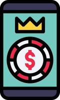 Gewinner des mobilen Casino-Chip-Königs - gefülltes Umrisssymbol vektor