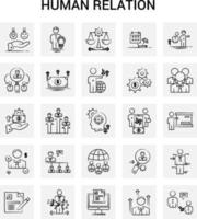 25 handgezeichnete menschliche Beziehungssymbole setzen grauen Hintergrund, Vektordoodle vektor