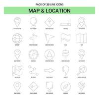 Symbolsatz für Karten- und Standortlinien 25 gestrichelter Umrissstil vektor