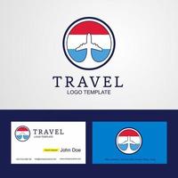 reise luxemburg kreatives kreisflaggenlogo und visitenkartendesign vektor