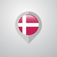 Karta navigering pekare med Danmark flagga design vektor