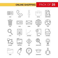 Online-Shopping schwarze Linie Symbol 25 Business Gliederung Symbolsatz vektor