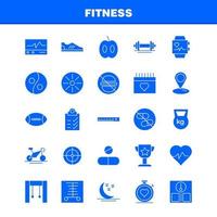 Fitness-Solid-Glyphen-Icon-Pack für Designer und Entwickler Ikonen des medizinischen Scanner-Statistik-Monitors medizinische Fitness-Gesundheits-Fitness-Studio-Vektor vektor