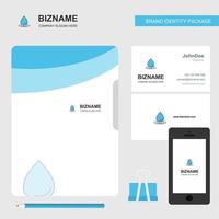 vatten släppa företag logotyp fil omslag besöker kort och mobil app design vektor illustration