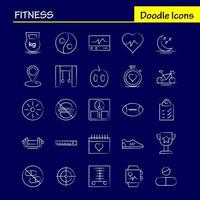 handgezeichnetes Fitness-Icon-Paket für Designer und Entwickler Symbole des medizinischen Scanner-Statistik-Monitors medizinischer Fitness-Gesundheitswesen-Fitnessstudio-Vektor vektor