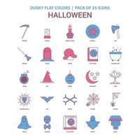 halloween-symbol düstere flache farbe vintage 25 icon pack vektor