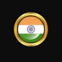 Indien flagga gyllene knapp vektor