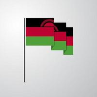 malawi wehende flagge kreativer hintergrund vektor