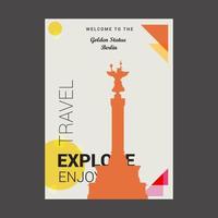 Välkommen till de gyllene staty berlin Tyskland utforska resa njut av affisch mall vektor