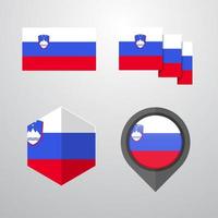 slovenien flagga design uppsättning vektor