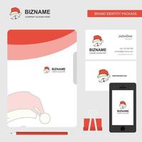 weihnachtsmann-geschäftslogo-dateiabdeckung visitenkarte und mobile app-design-vektorillustration vektor