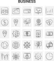 25 handgezeichnetes Business-Icon-Set grauer Hintergrund Vektor-Doodle vektor