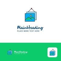 kreatives bildrahmen-logo-design flacher farblogoplatz für tagline-vektorillustration vektor