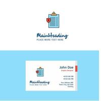 flaches Zwischenablage-Logo und Visitenkartenvorlage Business-Konzept-Logo-Design vektor