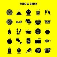 Lebensmittel und Getränke feste Glyphen-Symbole, die für Infografiken, mobiles Uxui-Kit und Druckdesign festgelegt wurden, umfassen Brot, Lebensmittel, Eiscreme, Lebensmittel, Essen, Symbolsatz, Vektor