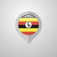 Kartennavigationszeiger mit Designvektor der Uganda-Flagge vektor