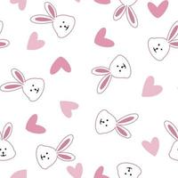 sömlös mönster kanin. hand dragen kanin och hjärta, design kanin bakgrund. vektor sömlös. skriva ut design textil- för barn mode. vektor sömlös rosa bakgrund med liten söt kanin med hjärta