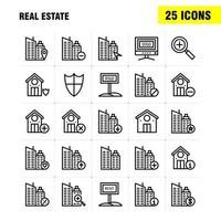 Immobilienzeilen-Icon-Pack für Designer und Entwickler Ikonen von Immobilien helfen zu Hause Hausinfo Immobilienvektor vektor