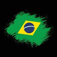 professionell bedrövad grunge textur Brasilien flagga vektor