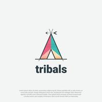 Wigwam, Tipi, Stämme, Stammeshaus, das traditionelle Zelt der amerikanischen Ureinwohner, Logo-Designvektor der Ureinwohnerform vektor