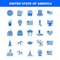 USA fast glyf ikon packa för designers och utvecklare ikoner av firande fyrverkeri fest dag hatt presidenter USA boll vektor