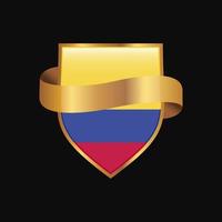 colombia flagga gyllene bricka design vektor