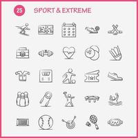 sport und extreme handgezeichnete symbole, die für infografiken, mobiles uxui-kit und druckdesign eingestellt sind, umfassen fußballballnetzsport fußballspielsport fußballsymbolsatzvektor vektor