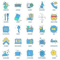 25 Business Concept Mix Flat Color Icon Set vektor