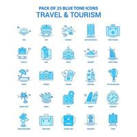 Reise- und Tourismus-Blauton-Icon-Pack 25 Icon-Sets vektor