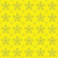 wiederholte Linie Blumen und Kästen auf gelbem Hintergrundmuster-Vektordesign vektor