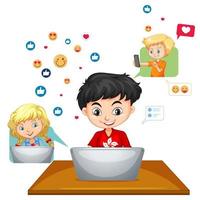 Kinder mit Social-Media-Elementen vektor