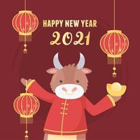 kinesiskt nyår av oxbannern vektor