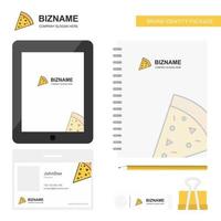 pizza business logo tab app tagebuch pvc mitarbeiterkarte und usb marke stationäre paketdesign vektorvorlage vektor