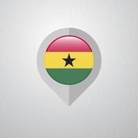 kartennavigationszeiger mit ghana flag design vector