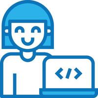 Entwickler Codierung Programmierer Softwareentwicklung - blaues Symbol vektor