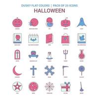 halloween-symbol düstere flache farbe vintage 25 icon pack vektor