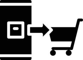 e-handel handla vagn produkt uppkopplad - fast ikon vektor