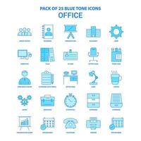 Büro-Blauton-Icon-Pack 25 Icon-Sets vektor